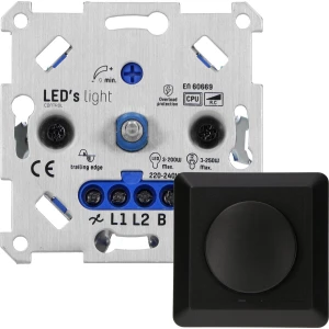 LED Dimmer zwart 10-250W - complete universele set - geschikt voor alle dimbare lampen