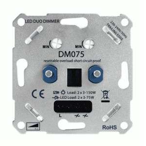 DUO LED DIMMER | 2x200W | FASE AF- EN AANSNIJDING