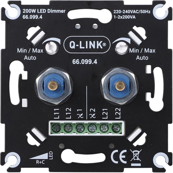 Q-Link Duo dimmer afdek zwart led rc dws 2-200w
