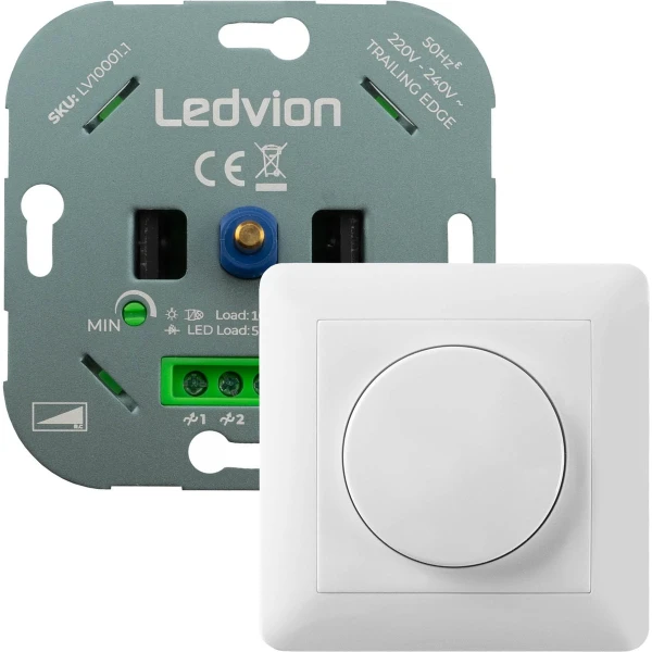 Ledvion - LED Dimmer 5-150W - Incl. Witte Afdekplaat - Universeel