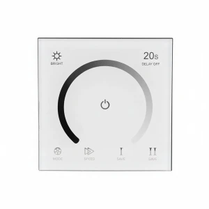 Luxe Touch Dimmer Wandpaneel - Dual White LED Controller - Glas - 86x86x36mm - 12V/24V - Voor Warm & Koud Wit - 288W