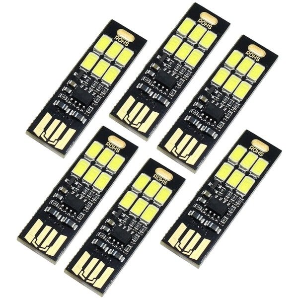 Pack van 6 USB LED Lampen - Ultradun en Superhelder met Touch Dimmer