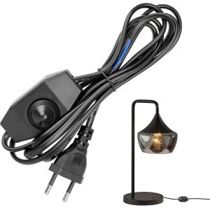 SnelShoppen - LED Dimmer Schakelaar met 1.8 m Kabel en EU Stekker, Traploze Snoerdimmer voor Tafellampen en Vloerlampen, Flicker-Free Helderheidsregel