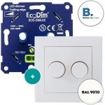 Berker duo led dimmer, ECO-DIM.05, druk/draai, kleine inbouwdiepte, 2x 100W LED, inclusief wit afdekmateriaal passend in Berker S1 serie