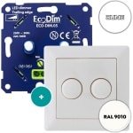 JUNG duo led dimmer, ECO-DIM.05, druk/draai, kleine inbouwdiepte, 2x 100W LED, inclusief wit afdekmateriaal passend in JUNG AS500 serie
