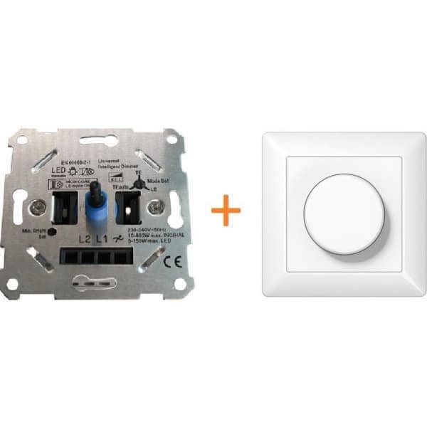 LED Pro dimmer - universel - 0-150 watt - inbouw - inclusief afdekplaat
