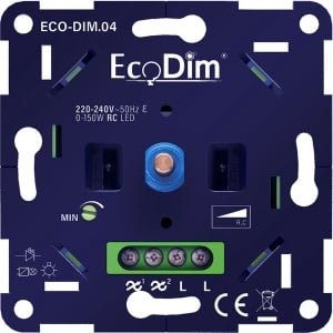 Basic LED Dimmer Inbouw - Fase Afsnijding, 0-150W, Druk-draai schakelaar, Draaidimmer voor LED Lampen, 100% Stil - EcoDim 04