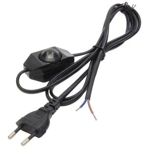 Stekkersnoer zwart + dimmer 1A - 200W | snoerdimmer 2-aderig 180 cm 230V~