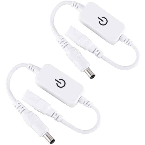 2 St 12-24V 4A Enkele Kleur LED-Strip Licht Helderheid Controleur Aan/Uit Schakelaar Inline Toetsschakelaar DC Mini LED dimmer Aanraakschakelaar (Witte Kleur)