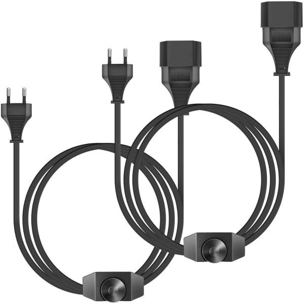 2 stuks led-dimmer met schakelaar 2 meter voor ledlampen lampkabel 220-250 V dimschakelaar stopcontact (zwart)