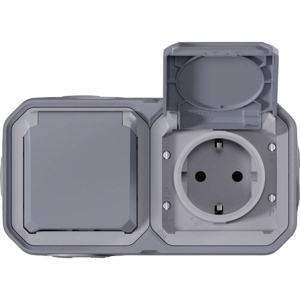 Legrand 069742L Compleet Spatwaterdicht schakelmateriaal Plexo Grijs 1 stuk(s)