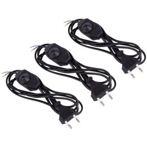 3 x Stroomkabel - LED - Nu met extra gereedschap setje - Halogeen - Bulb - Aan-Uit - Dimmen - connector - snoerdimmer - 2 m zwart