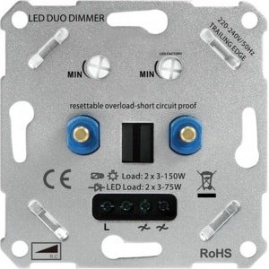 DUO LED dimmer 2x 3-75W | Universeel | Fase afsnijding