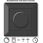 Freelux Draaiknop | Astro-schakelklok met app | led-dimmer | 2-polig | 230VAC - 300VA/1,3A_2P | Signaal zwart mat gelakt
