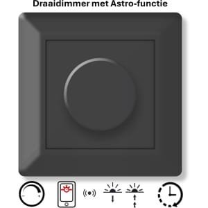 Freelux Draaiknop | Astro-schakelklok met app | led-dimmer | 230VAC - 250VA/1,1A | Signaal mat zwart gelakt