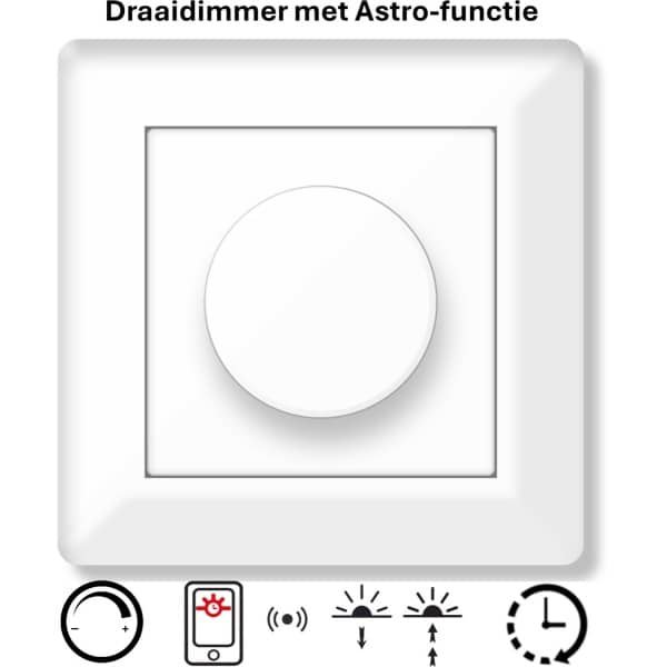Freelux Draaiknop | Astro-schakelklok met app | led-dimmer | 230VAC - 500VA/2,1A | Signaal wit glans