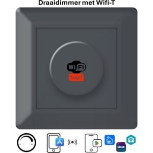 Freelux Draaiknop | Wifi Tuya | Led Dimmer | 500W/2,1A | Inbouw | Antraciet mat gelakt