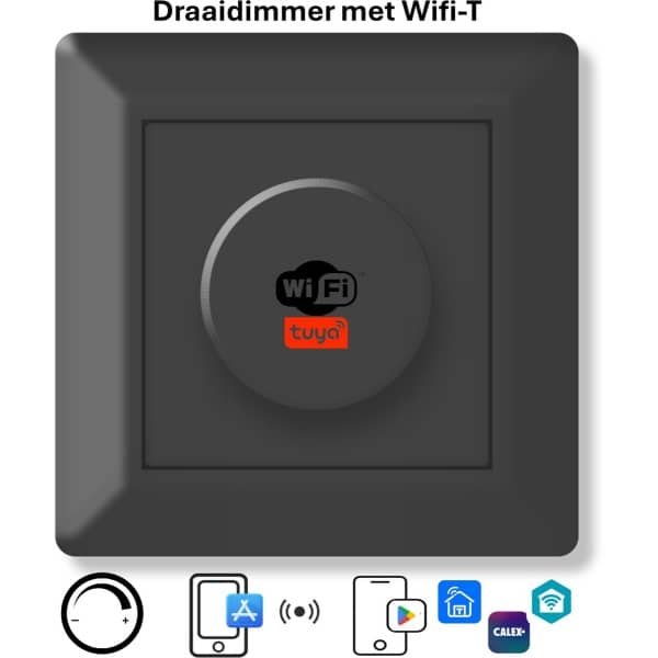 Freelux Draaiknop | Wifi Tuya | led dimmer | 250W/1,1A | Signaal zwart mat gelakt