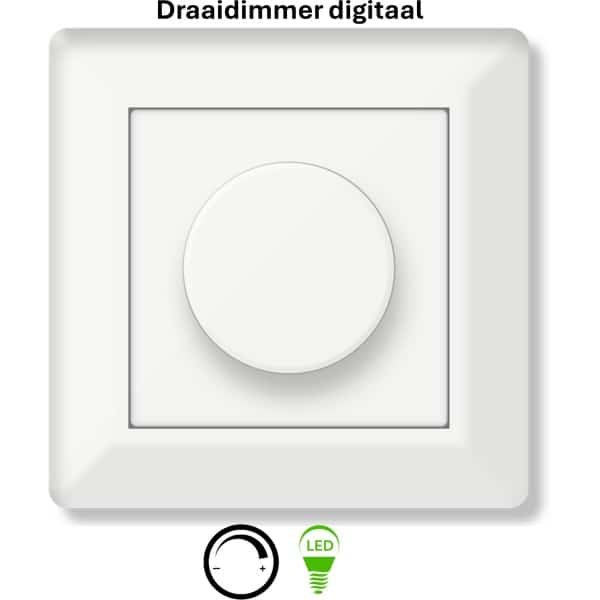 Freelux Draaiknop | led-dimmer | 2-polig | 230VAC - 300VA/1,3A_2P | Zuiver wit glans