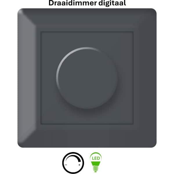 Freelux Draaiknop | led-dimmer | 230VAC - 500VA/2,1A | Antraciet mat gelakt