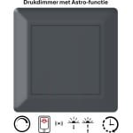 Freelux Drukknop | Astro-schakelklok met app | led-dimmer | 2-polig | 230VAC - 300VA/1,3A_2P | Antraciet mat gelakt