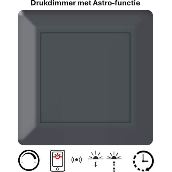 Freelux Drukknop | Astro-schakelklok met app | led-dimmer | 2-polig | 230VAC - 300VA/1,3A_2P | Antraciet mat gelakt