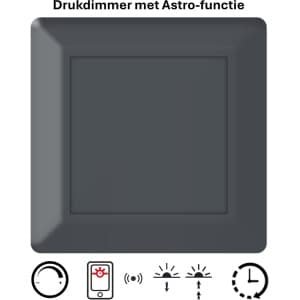 Freelux Drukknop | Astro-schakelklok met app | led-dimmer | 230VAC - 500VA/2,1A | Antraciet mat gelakt