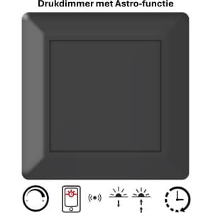 Freelux Drukknop | Astro-schakelklok met app | led-dimmer | 230VAC - 500VA/2,1A | Signaal zwart mat gelakt