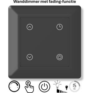 Freelux Drukknop Fading met doof tijd | led-dimmer | 230VAC - 500VA/2,1A | Signaal zwart mat gelakt