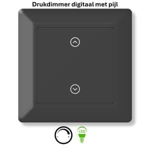 Freelux Drukknop | led-dimmer | 230VAC - 500VA/2,1A | Pijlopdruk | Signaal zwart mat gelakt
