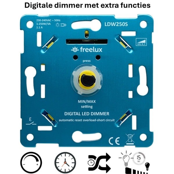 Freelux Led Dimmer | Tijdschakelaar | 0-250W | Inbouw |