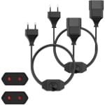 2 stuks Euro netsnoer LED dimmer met schakelaar - Traploze dimschakelaar voor LED lampen