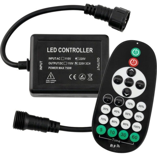 Odaily LED Dimmer met Afstandsbediening voor Prikkabels - 750W - IP65 Waterdicht - Timerfunctie - Dimmer voor Lichtsnoeren en Lichtslingers
