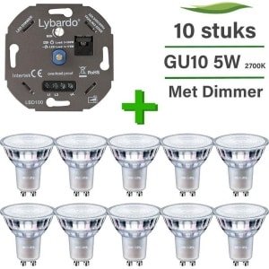 Philips GU10 LED lamp - 10-pack - 4W - Dimbaar - Warmwit Licht + LED Dimmer 0-175W