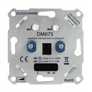 DUO LED DIMMER | 2x200W | FASE AF- EN AANSNIJDING