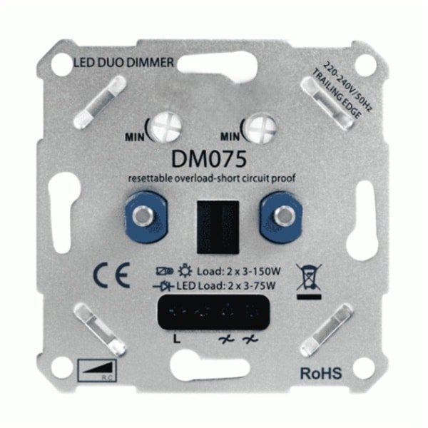 DUO LED DIMMER | 2x200W | FASE AF- EN AANSNIJDING