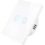 Smart WiFi LED Dimmer - Glazen Schakelaar - Wit - 2 Lichtpunten - TrueLED