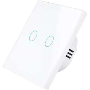 Smart WiFi LED Dimmer - Glazen Schakelaar - Wit - 2 Lichtpunten - TrueLED