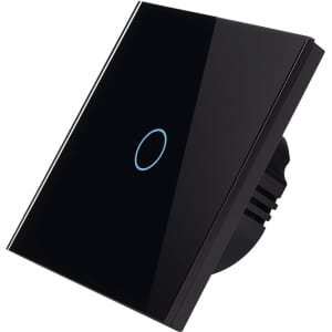 Smart WiFi LED Dimmer - Glazen Schakelaar - Zwart - 1 Lichtpunt - TrueLED