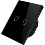 Smart WiFi LED Dimmer - Glazen Schakelaar - Zwart - 2 Lichtpunten - TrueLED