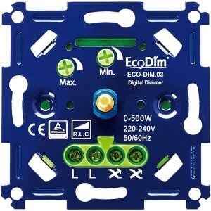 EcoDim led dimmer ECO-DIM.03 0-500W RLC, fase aansnijding & fase afsnijding, universeel, voor alle merken afdekmateriaal