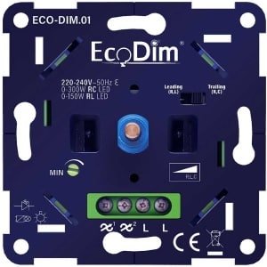 LED Dimmer Inbouw - 0-300 Watt - Geschikt voor fase aan- en afsnijding - Geschikt voor alle merken afdekmateriaal - Universeel - ECO-DIM.01