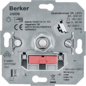 Berker dimmer element inbouw LED 3-40 W universeel draai-uit 54.010.92