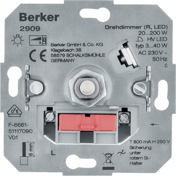 Berker dimmer element inbouw LED 3-40 W universeel draai-uit 54.010.92