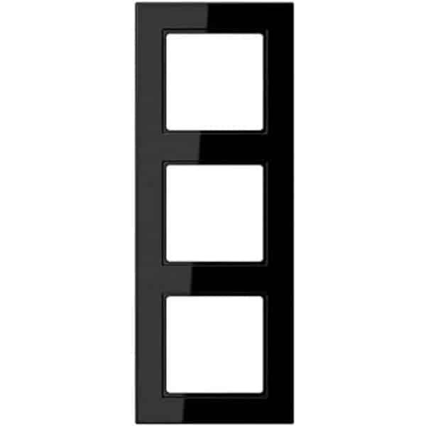 Drievoudig afdekraam voor schakelmateriaal zwart glanzend