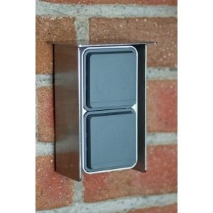 Dubbel Stopcontact Buiten RVS IP55 met Schakelmateriaal - Weerbestendig Tuinstopcontact