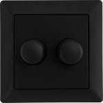 Ledvion - LED Duo Dimmer Afdekplaat Zwart - Incl.Knop