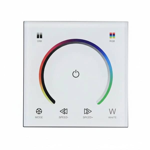 Luxe RGB Touch Dimmer Wandpaneel - LED Controller - Glas - 86x86x36mm - 12V/24V - 288W - 2 Jaar Garantie
