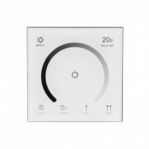 Luxe Touch Dimmer Wandpaneel - Dual White LED Controller - Glas - 86x86x36mm - 12V/24V - Voor Warm & Koud Wit - 288W