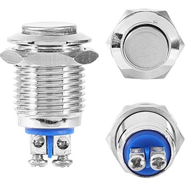 Moment Switch 12v - Waterdicht - 12mm - Momentary Push Button